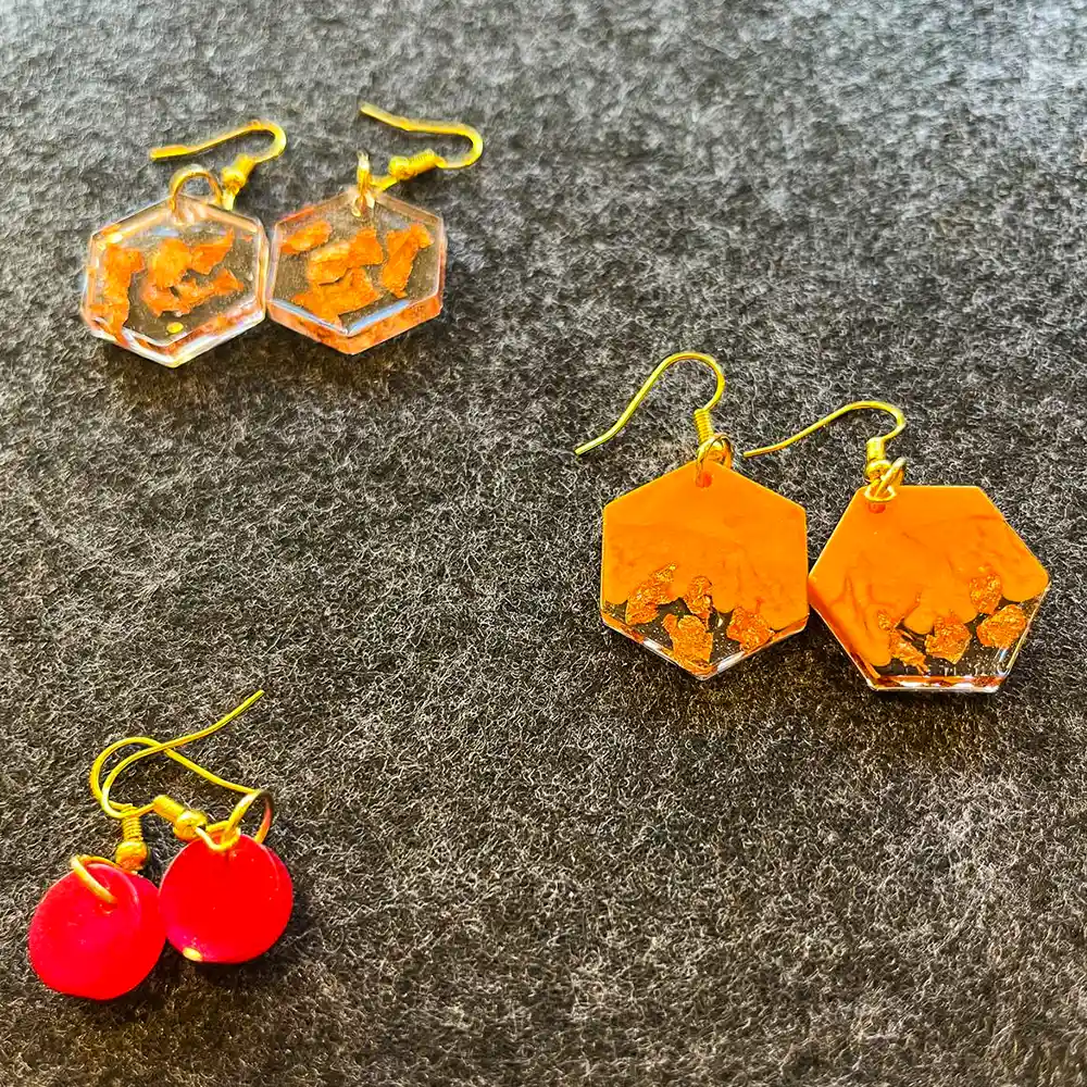 Epoxidharz Schmuck bunte Ohrringe Hexagon mit Verlauf